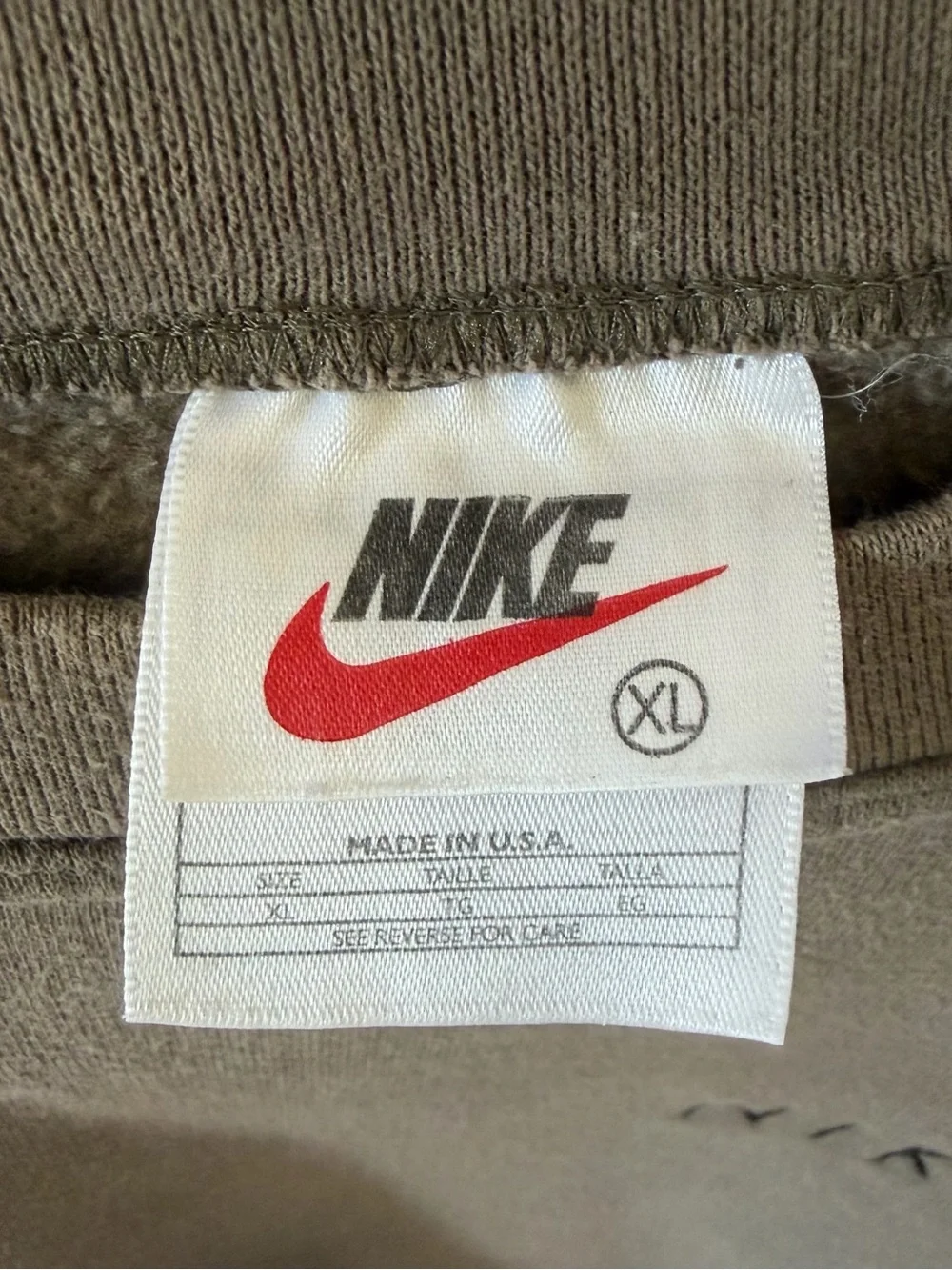 Vintage 90s Nike - Spellout Crewneck Sweatshirt -XL Faded Brown Made In USA FA98